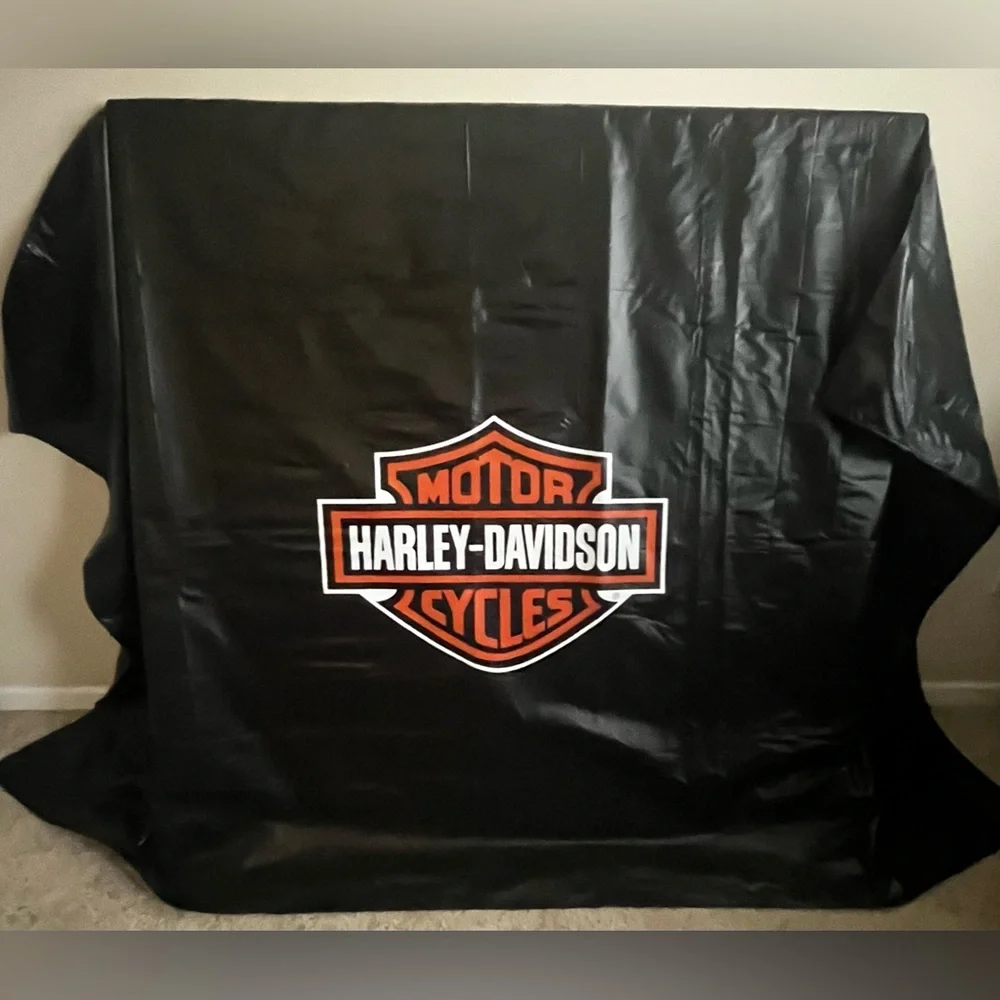 Harley-Davidson Logo Black Poly Sheeting Tarp 107in x 64in No Grommets